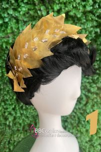 Vòng Lá Nguyệt Quế Vàng Đính Hạt Nữa Đầu