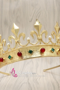 Vương Miện Hoàng Tử Màu Vàng Có Đá Màu