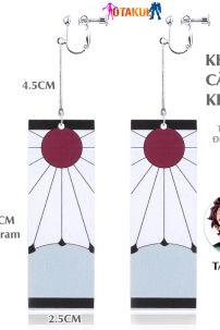 Cặp Bông Tai Kẹp Vành Chuẩn Phim Thực Tế - Hóa Trang Nhân Vật Kimetsu No Yaiba Tanjirou Kamado - Không Cần Xỏ Lỗ Vẫn Đeo Được