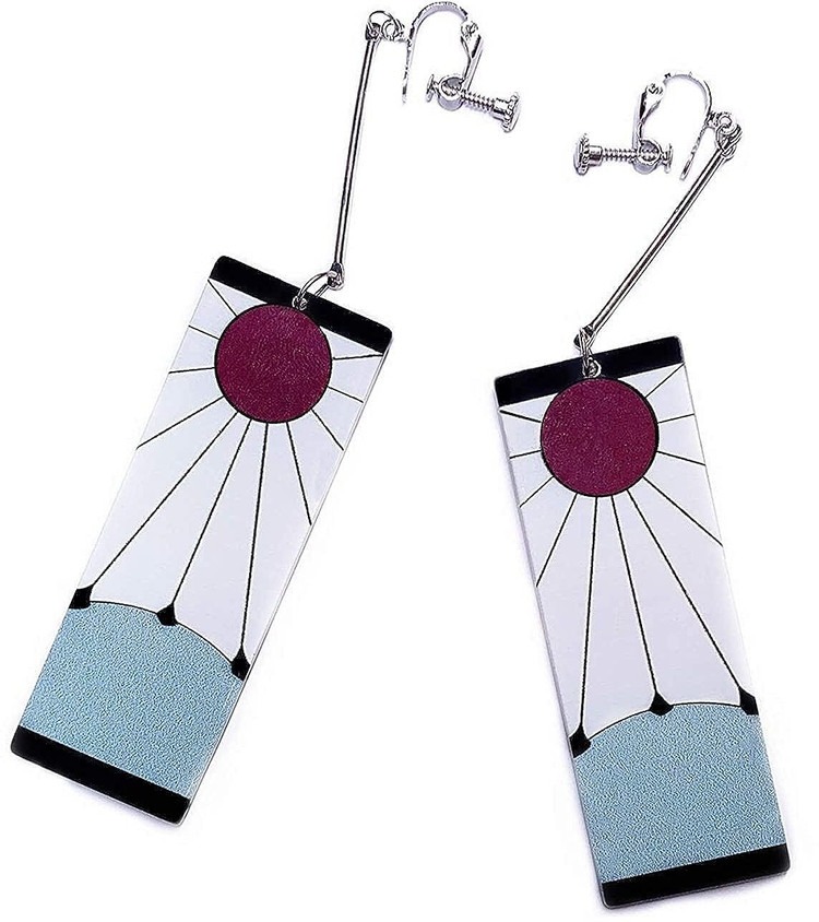 Cặp Bông Tai Kẹp Vành Chuẩn Phim Thực Tế - Hóa Trang Nhân Vật Kimetsu No Yaiba Tanjirou Kamado - Không Cần Xỏ Lỗ Vẫn Đeo Được