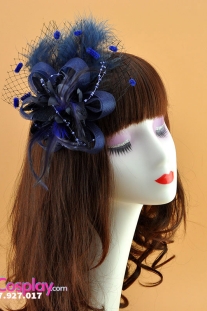 Nón Cocktail Cổ Điển Dạng Lông Vũ - Màu Xanh Dương