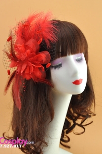 Nón Cocktail Cổ Điển Dạng Lông Vũ - Màu Đỏ