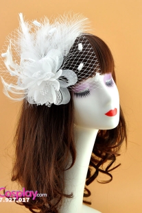 Nón Cocktail Cổ Điển Dạng Lông Vũ - Màu Trắng