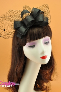 Nón Cocktail Cổ Điển Nơ Lưới- Màu Đen