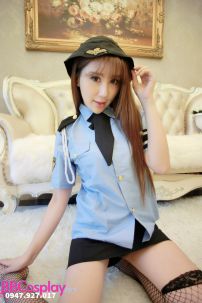 Trang Phục Nữ Cảnh Sát Sexy Áo Xanh Váy Đen