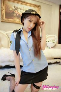 Trang Phục Nữ Cảnh Sát Sexy Áo Xanh Váy Đen