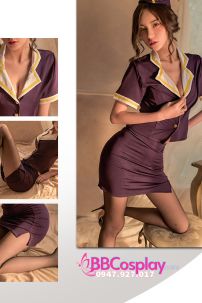 Trang Phục Nữ Tiếp Viên Sexy - Màu Tím