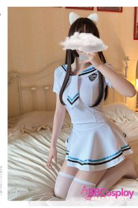 Trang Phục Nữ Sinh Thủy Thủ Trắng Viền Xanh Đen