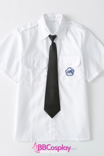 Đồng Phục Áo Trắng Logo Hoa Mai Tay Ngắn Có Túi
