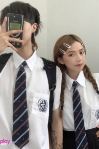 Đồng Phục Nam Sinh Áo Trắng Logo Xanh Dương