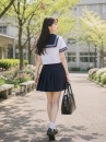 Đồ Seifuku Nữ Sinh Nhật Áo Trắng 3 Sọc - Váy Xanh Đen