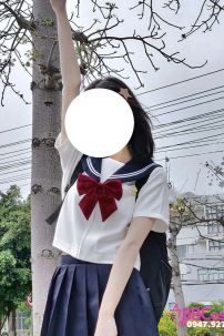 Trang Phục Seifuku Nữ Sinh Nhật Áo Trắng 2 Sọc - Váy Xanh Đen Cơ Bản