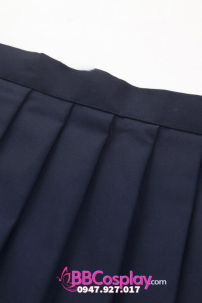 Trang Phục Seifuku Nữ Sinh Nhật Áo Trắng 2 Sọc - Váy Xanh Đen Cơ Bản