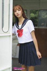 Trang Phục Seifuku Nữ Sinh Nhật Áo Trắng 2 Sọc - Váy Xanh Đen Cơ Bản