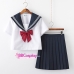 Đồ Seifuku Nữ Sinh Nhật Áo Trắng 2 Sọc - Váy Xanh Đen Cơ Bản