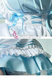 Trang Phục Nàng Hầu Maid Xanh Nhạt Viền Xanh Phối Nơ Đáng Yêu