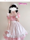 Đồ Nàng Hầu Maid Màu Hồng Viền Hồng