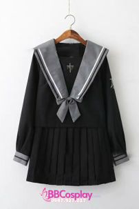 Nữ Sinh Đen Cổ Xám Huyền Bí Tay Ngắn