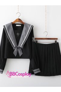 Nữ Sinh Đen Cổ Xám Huyền Bí Tay Ngắn