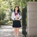 Đồ Seifuku Nữ Sinh Nhật Cơ Bản - Áo Trắng 2 Sọc Váy Xanh Đen Tay Dài