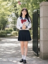 Đồ Seifuku Nữ Sinh Nhật Cơ Bản - Áo Trắng 2 Sọc Váy Xanh Đen Tay Dài