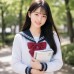 Đồ Seifuku Nữ Sinh Nhật Cơ Bản - Áo Trắng 2 Sọc Váy Xanh Đen Tay Dài