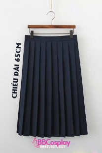 Chân Váy Xếp Ly Nữ Sinh 65Cm - Màu Xanh Đen