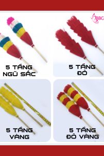 Chân Lông Chim Trĩ Mẫu 5 Tầng - Đỏ Vàng