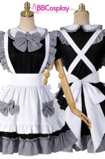 Đồ Nàng Hầu Maid Đen Trắng Viền Caro Đen