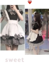 Đồ Nàng Hầu Maid Đen Trắng Viền Caro Đen