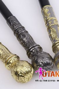 Gậy Quý Tộc Đầu Tròn Vàng Trắng Khắc Hoa Văn Đơn Giản
