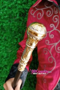 Gậy Quý Tộc Đầu Tròn Vàng Trắng Khắc Hoa Văn Đơn Giản