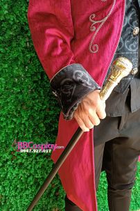 Gậy Quý Tộc Đầu Tròn Vàng Trắng Khắc Hoa Văn Đơn Giản