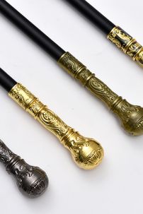 Gậy Quý Tộc Đầu Tròn Vàng Trắng Khắc Hoa Văn Đơn Giản