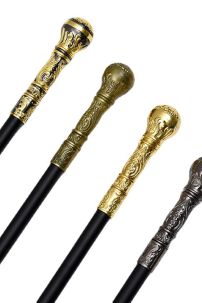 Gậy Quý Tộc Đầu Tròn Vàng Trắng Khắc Hoa Văn Đơn Giản