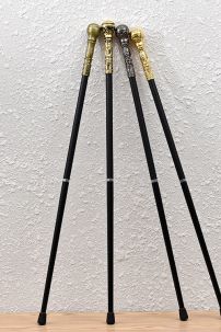 Gậy Quý Tộc Đầu Tròn Vàng Trắng Khắc Hoa Văn Đơn Giản