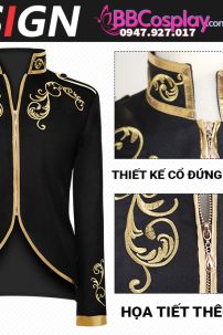 Vest Hoàng Gia Hậu Kì Trung Đại Phục Hưng Đỏ Viền Vàng