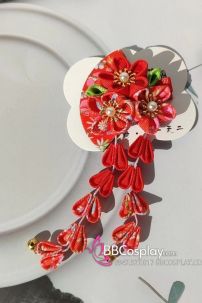 Kanzashi Phụ Kiện Cài Nhật Bản Nhiều Màu - Đỏ