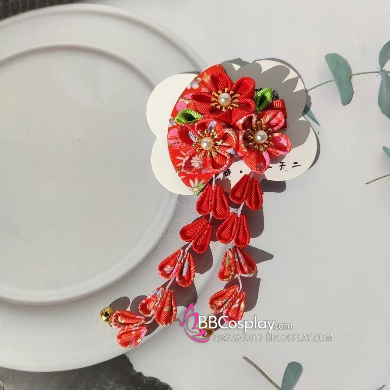 Kanzashi Phụ Kiện Cài Nhật Bản Nhiều Màu - Đỏ