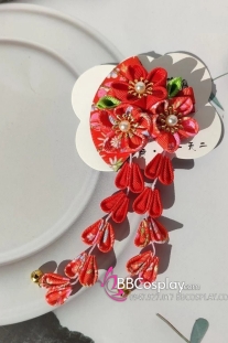 Kanzashi Phụ Kiện Cài Nhật Bản Nhiều Màu - Đỏ