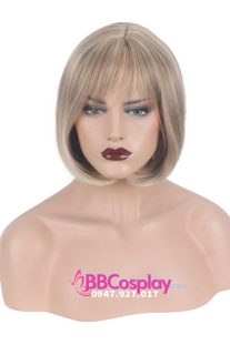 Tóc Giả Ngắn Vàng Khói Mái Thưa