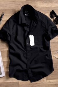 Áo Sơ Mi Nam Cơ Bản Tay Ngắn - Màu Đen