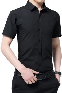 Áo Sơ Mi Nam Cơ Bản Tay Ngắn - Màu Đen