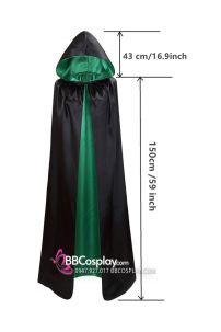 Áo Choàng 2 Lớp Vải Phi Bóng Có Nón - Xanh Lá Đen
