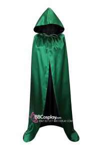 Áo Choàng 2 Lớp Vải Phi Bóng Có Nón - Xanh Lá Đen