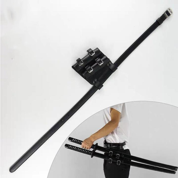 Thắt Lưng Đeo Kiếm - Đai Da Đeo Kiếm - Thắt Lưng Gắn Bao Kiếm Loại 3 Kiếm Cao Cấp Màu Đen