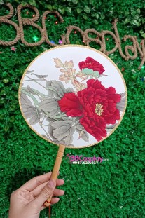Quạt Tròn Hải Đường Sắc Đỏ