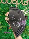Quạt Gỗ Nhật Đen Hoa Đào Giá Rẻ
