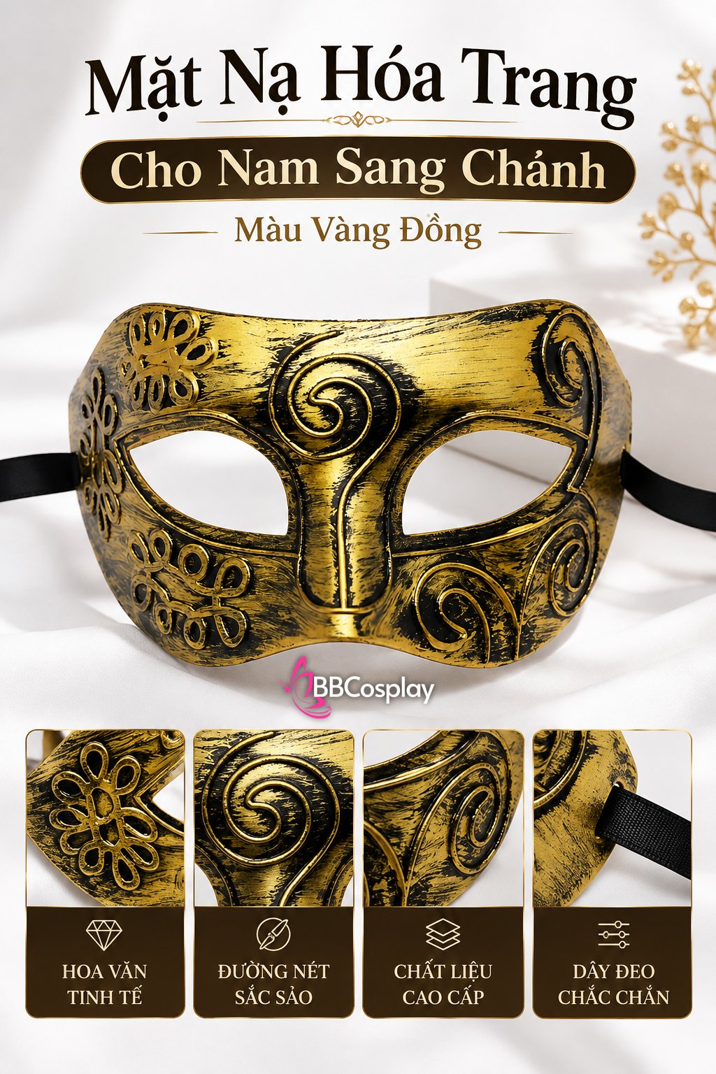 Mặt Nạ Hóa Trang Sang Chảnh - Màu Vàng Đồng