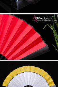 Quạt Xếp Trơn Cán Gỗ Mẫu Đỏ